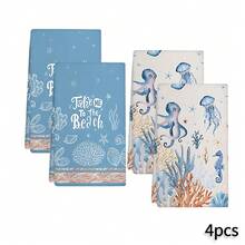 2/4/6件組 海洋生物圖案印花超細纖維吸水抹布，現代吸水布，烹飪烘焙用茶巾、洗碗布、清潔巾、手巾，超柔軟高吸水，廚房裝飾，送鄰居、媽媽的生日禮物，送朋友的甜蜜喬遷禮，廚房配件，生活必需品 - 彩色 - 查看 12