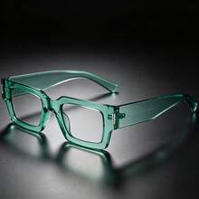 1 par de monturas de gafas sin lentes estilo callejero americano para mujer, color blanco crema, diseño rectangular de marco pequeño y grueso, monturas versátiles para accesorios de fotos en pareja - A - Ver 8