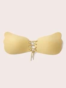 Lignisse Strapless Backless Adhesive Bra, Reusable Lace Up Sticky Bra, Invisible Silicone Push Up Bra, Self Adhesive No Show Bra For Wedding Dress - Multicolor - View 8