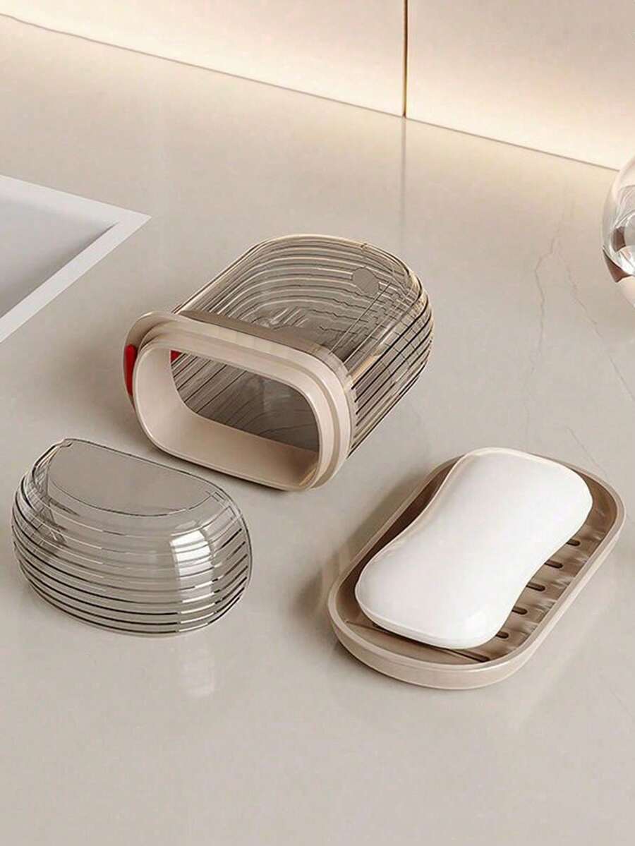 1pc Travel Portable Mini Soap Box, Sealed Drain Soap Box With Lid, Suitable For Travel Home Bathroom Decor Fall Decor Back To School - Multicolor - View 1