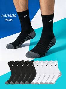 1/5/10/20 Pairs Men's Mid-Calf Sports Socks, Outdoor Fitness Running Socks, Basketball Socks - Multicolor - View 2