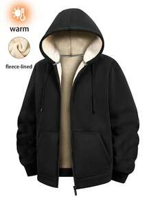 Men's Autumn/Winter Daily Commute Fashion Casual Minimalist Versatile Sweatshirt Hoodie - Black - View 2