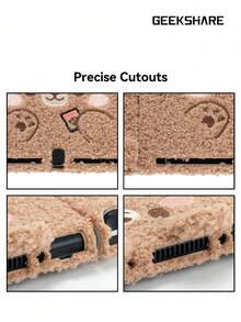 GeekShare Plush Bear Case Compatible With Switch 2017 - Brown - View 4