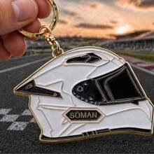 1pc Alloy Motorcycle Helmet Shaped Keychain Bag Charm Gift For Back To School, Halloween, Thanksgiving, Christmas - Multicolor - View 1