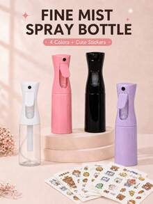 可補充細霧噴霧瓶，附DIY可愛卡通貼紙，空水霧噴霧器，適用於髮型造型、捲髮護理、植物澆水、居家清潔、旅行及日常美容使用 - 均碼 - 查看 2