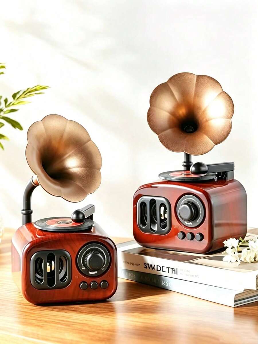 1pc Classic Vintage Gramophone Music Box, Nostalgic Home Office Desktop Decor, Birthday Christmas Anniversary Wedding Valentine's Day Graduation Holiday Gift