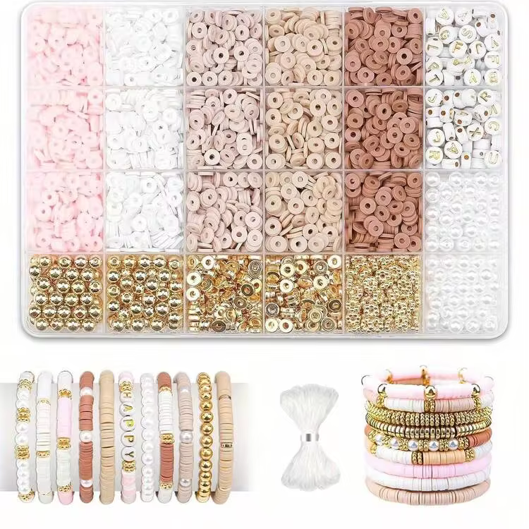 1 Kotak Manik-Manik Tanah Liat Lunak Gaya Bohemian 6mm, Manik-Manik Bulat Aneka Warna untuk Aksesoris Pembuatan Perhiasan Gelang dan Kalung DIY, Hadiah Ulang Tahun, Kit Tanah Liat Lunak DIY - Warna-warni C - View 7