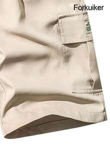 Men's Cargo Shorts, Elastic Drawstring Waist, Multi-Pocket Loose Casual Streetwear Shorts - Khaki - View 4
