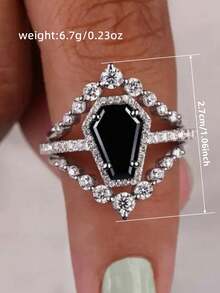 1pc Elegant Cubic Zirconia Ring, Suitable For Women To Wear, Suitable For Wedding, Engagement, Anniversary Party, Valentine's Day Gift - 1# - View 4