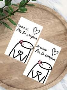 50pcs Thank You Cards, Cute Cartoon Heart Pattern Design, Suitable For Business Gifts, Party Favors And Packaging Decoration (Pink/White Optional), Gift Packaging Thank You Cards - Multicolor - View 2