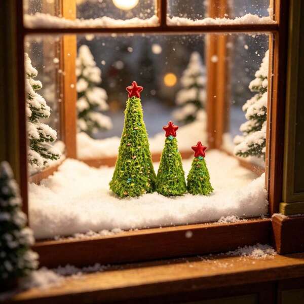 Whimsical Christmas Trees 3Pcs Artificial Holiday Trees Plush Tabletop Decorations For Home Office Party