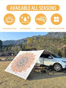 1 pieza Toldo de exterior reforzado impermeable y resistente al sol con patrón bohemio de flor mandala degradada verde para jardín patio y playa con cuerda gratis (marco no incluido) - A - Ver 7