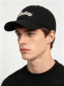 Gorra de béisbol con bordado 3D de letra de diseñador, unisex, para pareja, con visera tipo pico de pato - No - Ver 3