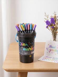 24/36/48/60/80 Colors Glitter Marker Set, Pearlescent Sequin Colored Pens, Hand-Drawn DIY Planner Card Doodle Painting Pens, Back To School - Markers - View 5