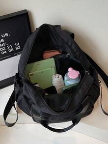 Nueva mochila de moda tipo cuna de gran capacidad en color liso, bolsa de almacenamiento multifuncional para viaje, bolsa de mamá, bolso de hombro - Multicolor - Ver 9