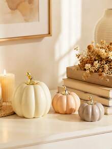 Fall Pumpkin Decor, 1 Pc Resin Thanksgiving Fake Pumpkin Figurines, White And Gold Pumpkins For Decorating, Fall Decorations For Home, Farmhouse, Harvest Table Centerpiece - Pumpkin Decoration - View 4
