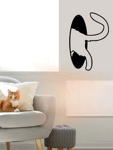1pc Cat Head & Tail Metal Wall Art, Metal Cat Line Art, Cat Lover Gift, Cat Metal Sign, Bedroom, Living Room, Bathroom Wall Decor, Minimalist Decorative Hanging Ornament - Multicolor - View 5