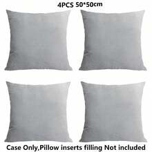 4 Piezas Funda De Almohada De Piel Suave De Felpa Corta De Color Sólido Y Simple Sin Relleno - Gris Claro - Ver 9
