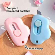 2/1pc Cute Cloud Mini Retractable Utility Knife, Portable Paper Cutter, Package Opener, Practical Tool For Office, School, Home, DIY Crafts, Learning Supplies, Office Supplies, Random Color - Multicolor - View 7