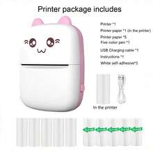 PRINHSJI Máy in nhiệt mini không dây 200Dpi, sạc USB, máy in nhãn dán không mực cầm tay kèm 10 cuộn giấy in nhiệt, dùng cho ảnh, ghi chú, quà tặng, hóa đơn, danh sách và nhật ký DIY - dùng cho gia đình và văn phòng - Nhiều màu - Xem 16