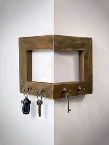 Rustic Wall-Mounted Key Rack With 4 Hooks, Wooden Entryway Storage Shelf, Suitable For Bedroom, Home Wall Display, Art Wall Storage, Handmade Decor, Farmhouse Style Entryway Hall Decor, Home Decoration, Wedding, Bathroom Decor, Kitchen Essentials - Multicolor - View 10
