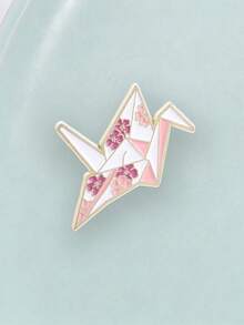 Sakura Origami Crane Enamel Pin Japanese Cherry Blossom Paper Crane Lapel Brooch Wish Peace Backpack Decor Gift - Multicolor - View 6