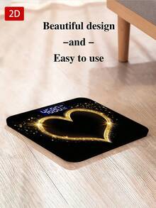 1 pezzo Bilancia elettronica con display LED, bilancia da bagno piatta 2D a forma di cuore dorato, piattaforma di pesatura decorativa - Adatta per uso a lungo termine, soddisfa le esigenze di pesatura domestica, regalo per Natale, Capodanno, San Valentino, utilizza batterie AAA (batterie non incluse) - A - Visualizzare 7