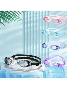 1pc High Definition Anti-Fog Waterproof Swimming Goggles, Comfortable Fit Leak-Proof Training Swim Glasses - Multicolor - View 1