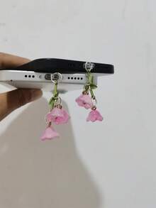 Wind Chime Orchid Phone Dust Plug, Compatible With Apple Lightning And Android Type-C Interface Phones, Super Cute Phone Decoration Pendant - Pink - View 10