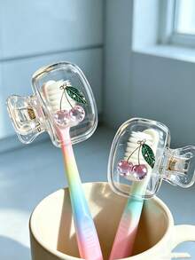 Estuche portátil para cepillo de dientes con diseño floral, blanco transparente y rosa transparente, caja de almacenamiento de cepillo de dientes para viajes, clip protector portátil para cabezal de cepillo de dientes, clip de almacenamiento de cepillo de dientes, cubierta protectora de cepillo de dientes, protege el cabezal del cepillo de dientes - Multicolor - Ver 18
