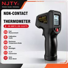 NJTY 數位紅外線溫度槍 (-50 至 600°C) – 非接觸式工業溫度計（附背光 LCD 螢幕）；手持式溫度計，適用於汽車、燒烤、窯爐/熔爐及電氣檢測 - A - 查看 1