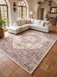 1pc Persian Floral Rosewood Color Living Room Rug. Suitable For Kitchen, Dining Room, Bedroom, Room Holiday Decoration, Indoor/Outdoor, Office, Lobby, Anti-Slip Door Mat, Bathroom Rug, Hallway, Study Gaming Area Rug. - Redwood - View 6