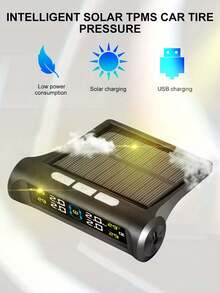 Car Tire Pressure Monitoring System Solar-Powered Auto Tire Pressure Sensor Digital Display For Real Monitoring Fit For Cars And Rvs - A - View 4