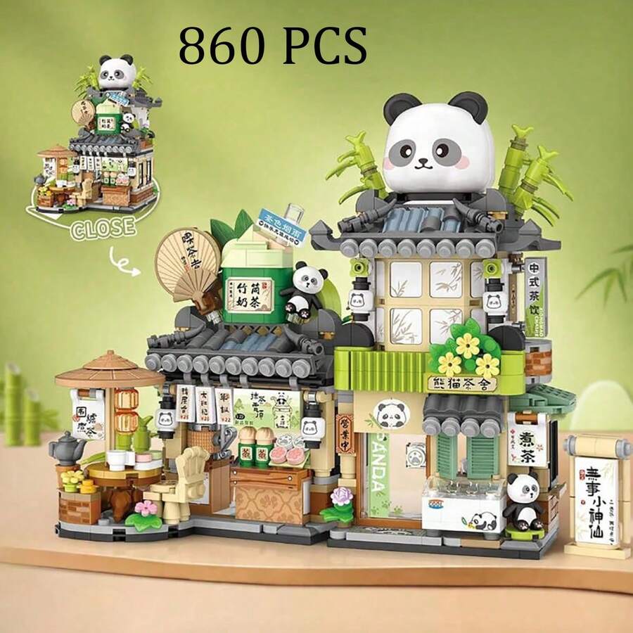 迷你城市街道場景建築組，MOC創意積木玩具，逼真建築構造玩具，DIY建築模型積木玩具，房間裝飾，完美的生日與聖誕禮物，850+片