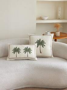 LCUHPCL 1pc Summer Beach Style 3D Embroidered Pillowcase, Home Decor For Sofa, Lounge Chair, Living Room, Car And More - Multicolor - View 2