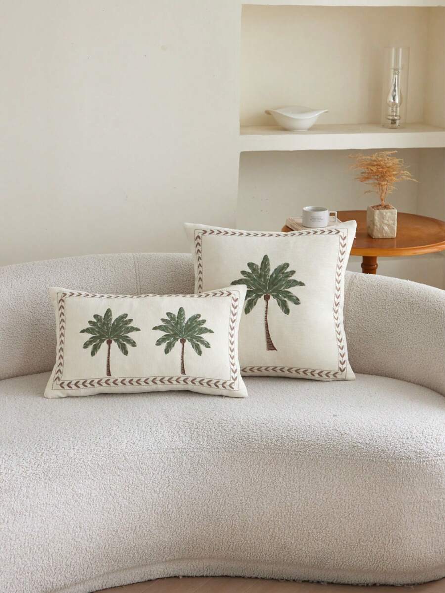 LCUHPCL 1pc Summer Beach Style 3D Embroidered Pillowcase, Home Decor For Sofa, Lounge Chair, Living Room, Car And More