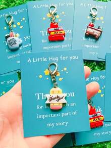 Juego de 10 piezas/Set de llaveros divertidos para volver a la escuela - Incluye tarjeta de agradecimiento, soporte para bolígrafo de pizarra y decoración inspiradora; adecuado como regalo para maestros, graduados, cumpleaños, temporada de vuelta a la escuela - Talla única - Ver 4
