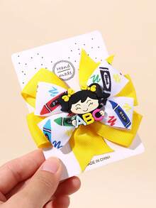 6/2pcs Colorful Back To School Hair Bows,Pencil Apple Litter Girl Bow Hair Clips,Fabric Alligator Clips Cute Hair Accessories For Girls Gifts School - Multicolor - View 4