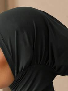 1pc Summer Bath & Swim Headscarf, Quick-Wear Design, Women's, Extended Neckline - Dark Grey - View 3
