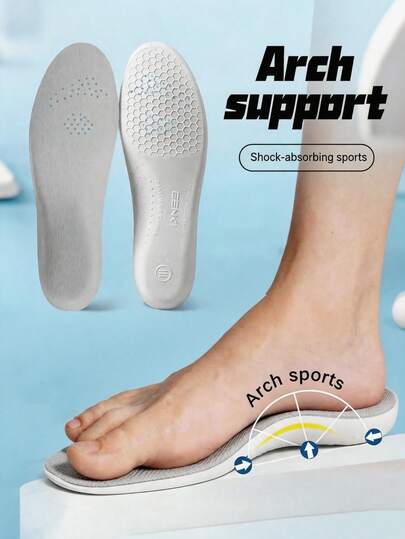1 Pair Unisex EVA Sports Insoles, Breathable, Sweat-Absorbing, Shock-Absorbing, Soft Bottom, Full-Length Training Insoles For Long Standing And Running