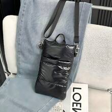 時尚斜背手機包防護套，附避震氣墊，適用智慧型手機，絎縫加厚手機收納包，迷你休閒單肩包，適合時尚女性與女孩，適用日常戶外旅行，斜背包配件 - 多款 - 查看 12