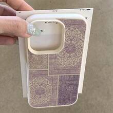 1件 TPU材質復古紫色調拼接波斯古典花卉圖案手機殼，適用於 iPhone 17 Pro Max/17/16 Pro Max/15/13/12/11/S20 FE/A15/S24/A55/Note 11/Note 12/Note 13 Pro，全包防摔軟殼手機保護套 - 白色 - 查看 4