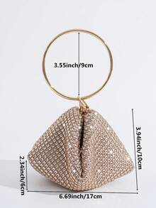 European And American Style Fashion Elegant Evening Bag Mini Mine Bag With Rhinestone Decoration Handbag - Champagne - View 3