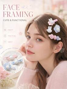 MIFFY Official Cute Kawaii Cream Style Rabbit Hair Clip, Pearl Flower No Trace Bang Side Barrette, Sweet Girly Versatile Hair Accessory For Women Girls, 2026 Viral Tk Ins Daily Hairstyle Decor Lovely Gift Limited Edition - Hair Clip - View 7