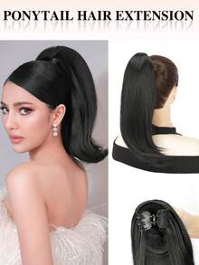 nimoki 14 Inch Elegant Claw Clip Ponytail Hair Extension, Heat-Resistant Synthetic Fiber, Easy To Wear Hair Accessory, Suitable For Women's Daily Use And Various Occasions - Multicolor - View 1