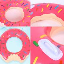 Inflatable Donut-Shaped Swimming Ring For Adults, Inflatable Float Rings Under The Armpits, Anti-Rollover Summer Donut-Shaped Swimming Ring, Thickened PVC Summer Vacation Gift, School Gift, Swimming Equipment. - Pink - View 2