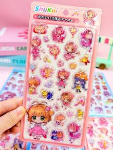 日系魔法少女果凍浮雕泡泡貼紙，多色頭髮可愛角色學生文具拼貼素材，兒童手工DIY裝飾趣味貼紙，療癒風手帳、水杯、行李箱裝飾貼紙，學校用品、DIY相簿、手機、賀卡、Guka禮物配件 - 彩色 - 查看 5