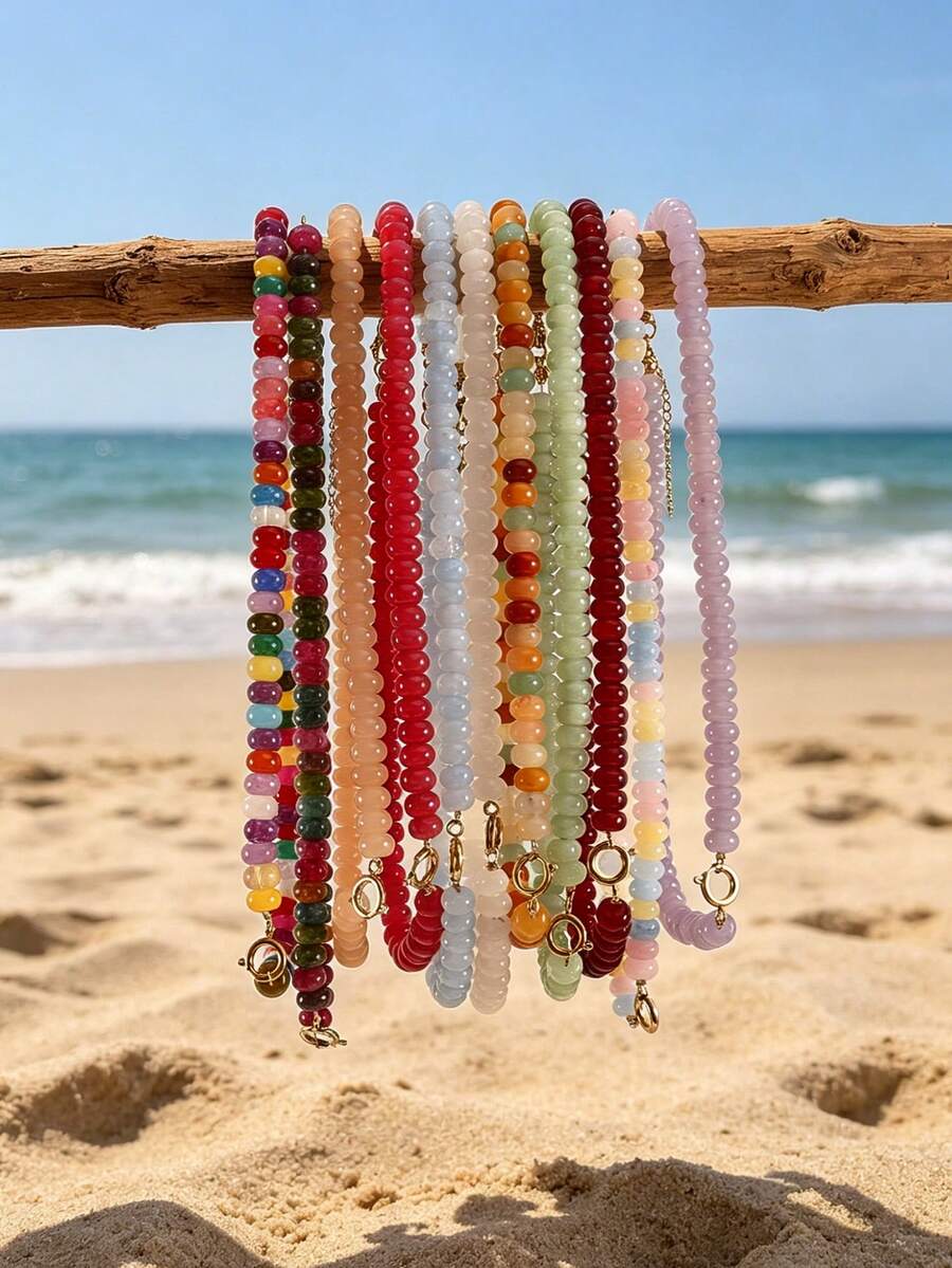 1pc European & American Bohemian Geometric Abacus Bead Natural Stone ...