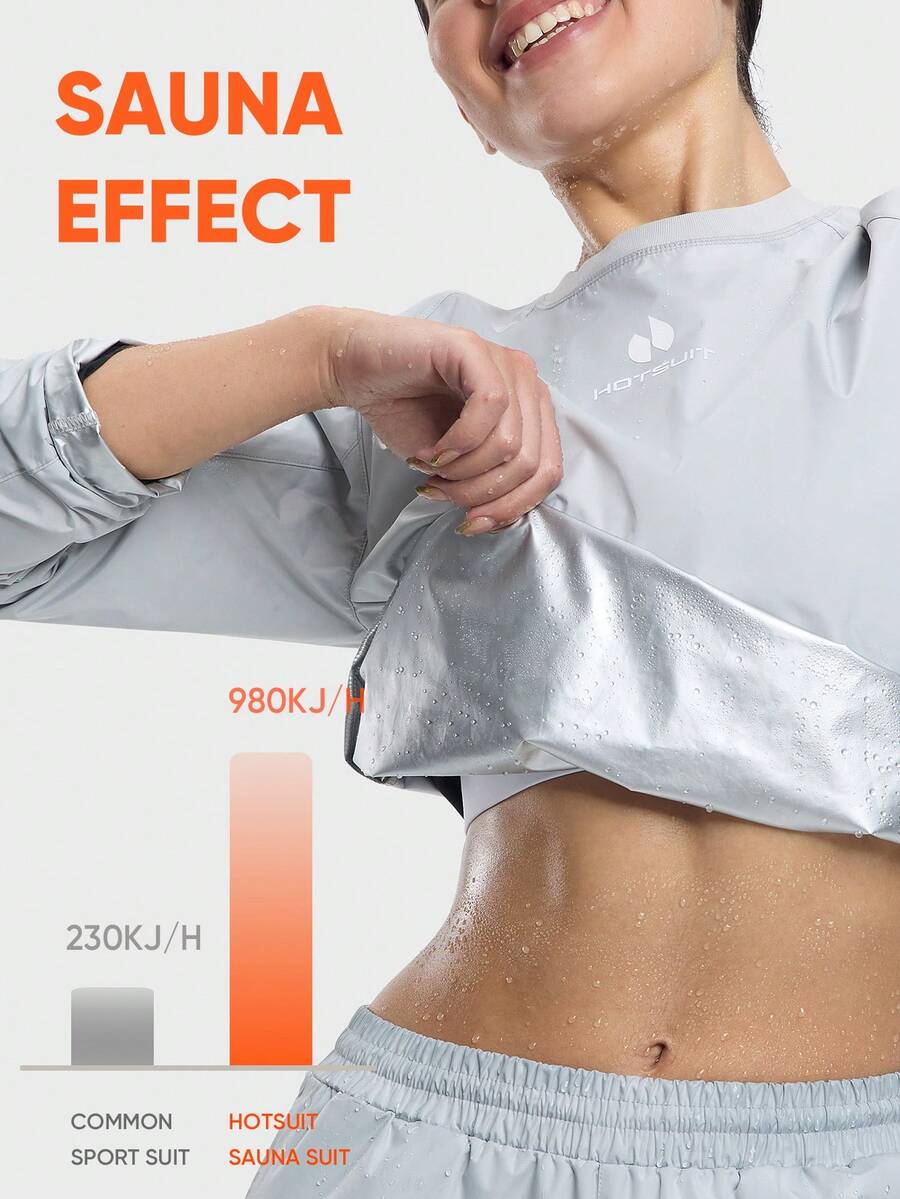HOTSUIT 女款桑拿出汗夾克健身訓練上衣，適合健身與訓練，僅上衣