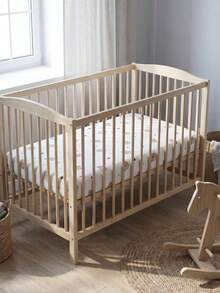 1件裝可愛卡通嬰兒100%純棉柔軟舒適透氣床墊包布，四季適用，可機洗 - 帽子熊 - 查看 4